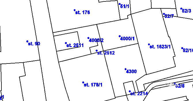 Parcela st. 2512 v KÚ Dobřany, Katastrální mapa
