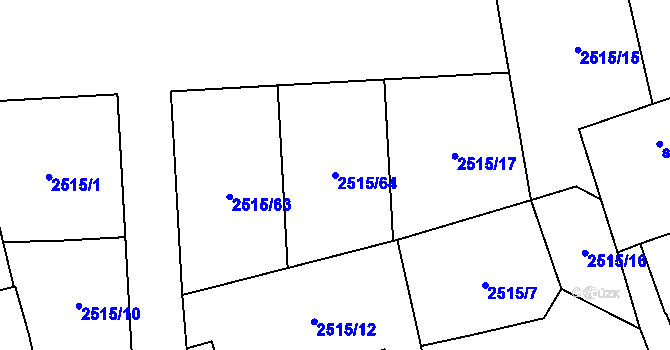 Parcela st. 2515/64 v KÚ Dobřany, Katastrální mapa