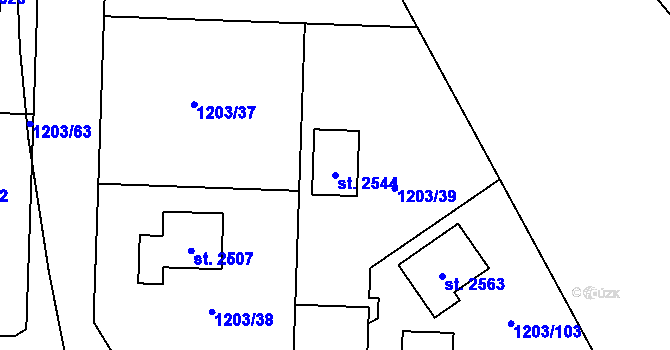 Parcela st. 2544 v KÚ Dobřany, Katastrální mapa