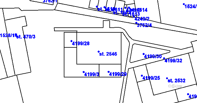 Parcela st. 2546 v KÚ Dobřany, Katastrální mapa