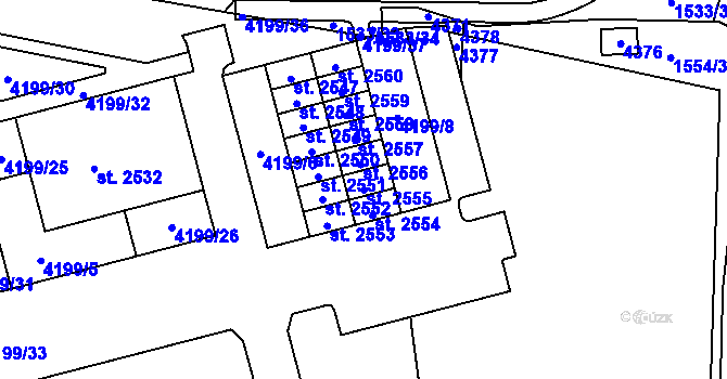 Parcela st. 2555 v KÚ Dobřany, Katastrální mapa