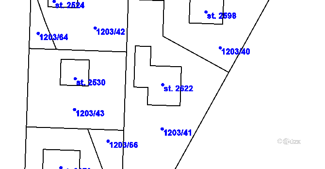 Parcela st. 2622 v KÚ Dobřany, Katastrální mapa