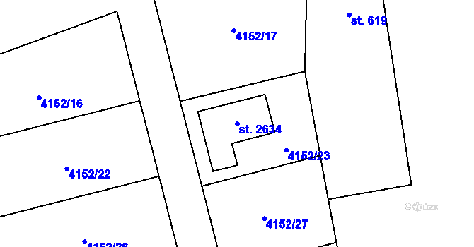 Parcela st. 2634 v KÚ Dobřany, Katastrální mapa
