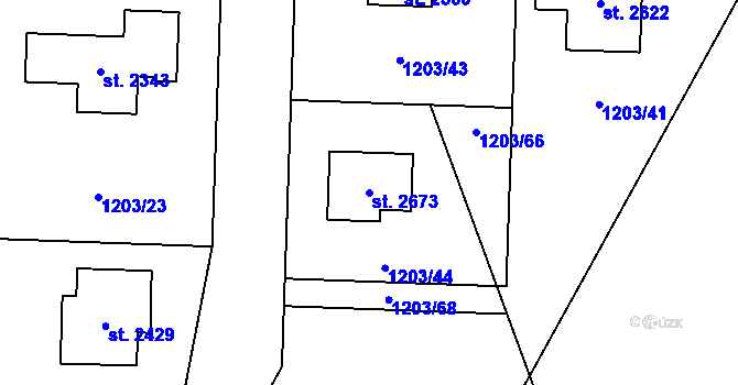 Parcela st. 2673 v KÚ Dobřany, Katastrální mapa