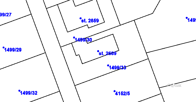 Parcela st. 2669 v KÚ Dobřany, Katastrální mapa