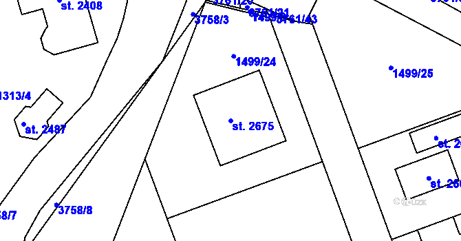 Parcela st. 2675 v KÚ Dobřany, Katastrální mapa