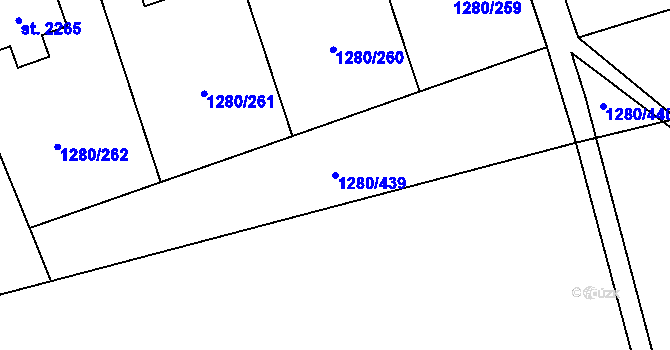 Parcela st. 1280/439 v KÚ Dobřany, Katastrální mapa