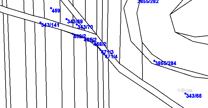Parcela st. 471/4 v KÚ Dobřany, Katastrální mapa