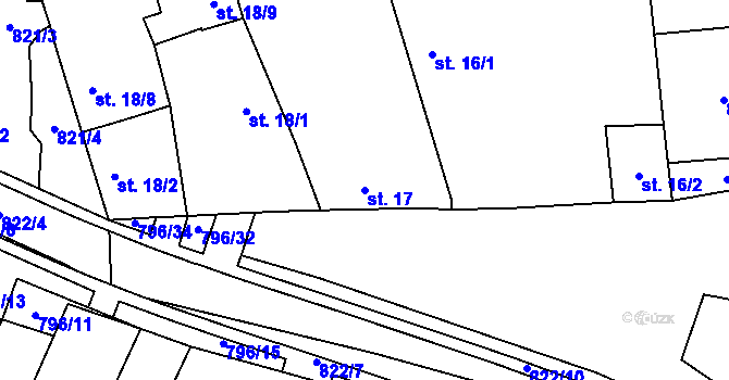 Parcela st. 17 v KÚ Vodní Újezd, Katastrální mapa