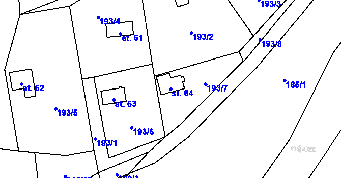 Parcela st. 64 v KÚ Vodní Újezd, Katastrální mapa