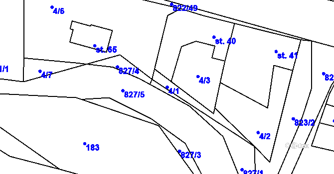 Parcela st. 4/1 v KÚ Vodní Újezd, Katastrální mapa