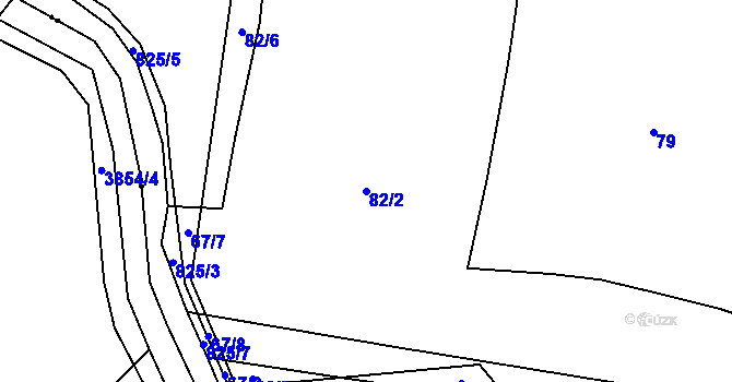 Parcela st. 82/2 v KÚ Vodní Újezd, Katastrální mapa