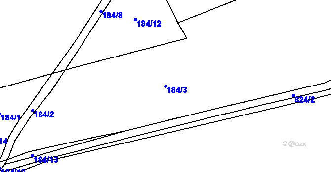 Parcela st. 184/3 v KÚ Vodní Újezd, Katastrální mapa