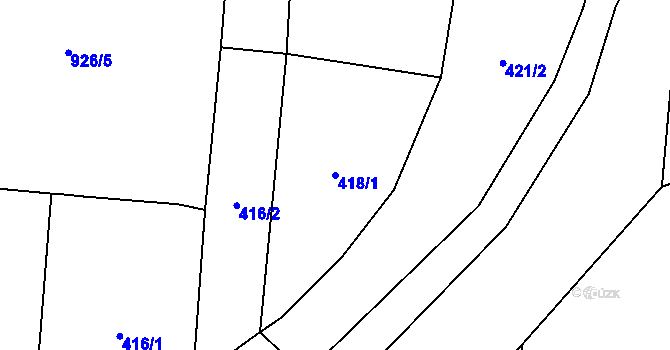 Parcela st. 418/1 v KÚ Vodní Újezd, Katastrální mapa