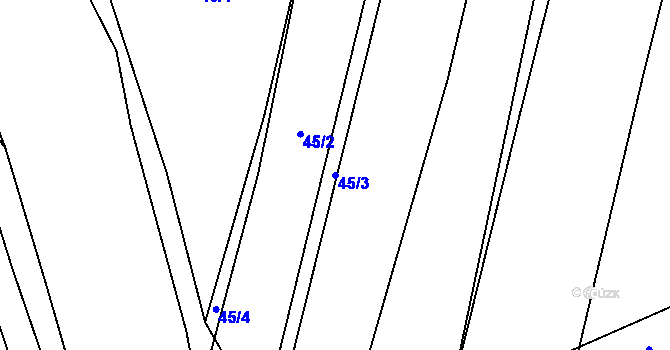 Parcela st. 45/3 v KÚ Vodní Újezd, Katastrální mapa
