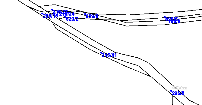 Parcela st. 215/11 v KÚ Vodní Újezd, Katastrální mapa