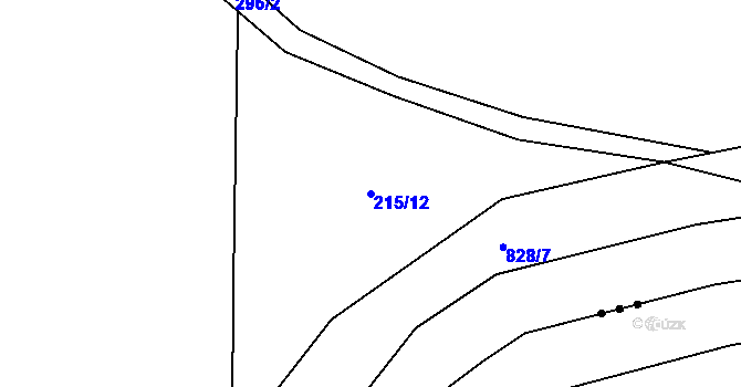 Parcela st. 215/12 v KÚ Vodní Újezd, Katastrální mapa
