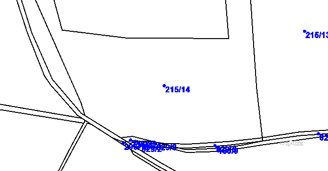 Parcela st. 215/14 v KÚ Vodní Újezd, Katastrální mapa