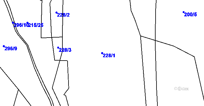 Parcela st. 228/1 v KÚ Vodní Újezd, Katastrální mapa