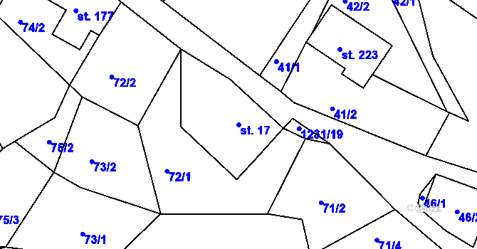 Parcela st. 17 v KÚ Dobřany v Orlických horách, Katastrální mapa