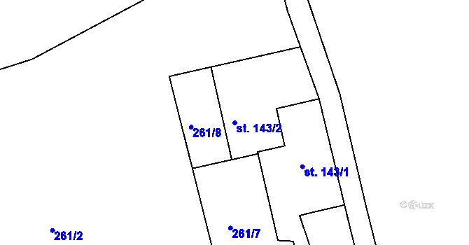 Parcela st. 143/2 v KÚ Dobřany v Orlických horách, Katastrální mapa