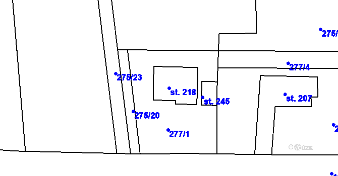 Parcela st. 218 v KÚ Dobřany v Orlických horách, Katastrální mapa