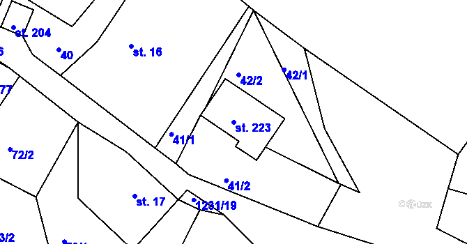 Parcela st. 223 v KÚ Dobřany v Orlických horách, Katastrální mapa