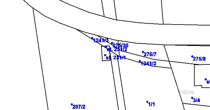 Parcela st. 231/1 v KÚ Dobřany v Orlických horách, Katastrální mapa