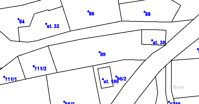 Parcela st. 89 v KÚ Dobřany v Orlických horách, Katastrální mapa