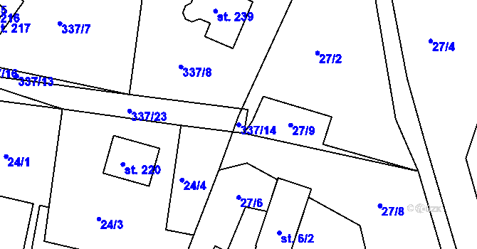 Parcela st. 337/14 v KÚ Dobřany v Orlických horách, Katastrální mapa