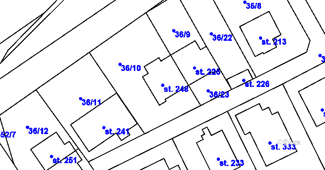 Parcela st. 248 v KÚ Dobřejovice, Katastrální mapa