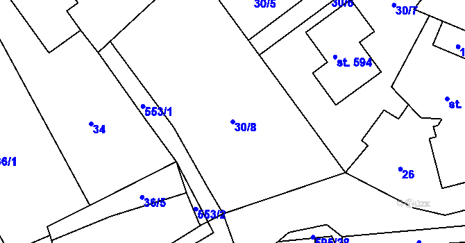 Parcela st. 30/8 v KÚ Dobřejovice, Katastrální mapa