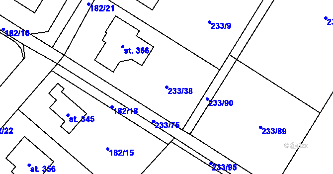 Parcela st. 233/38 v KÚ Dobřejovice, Katastrální mapa