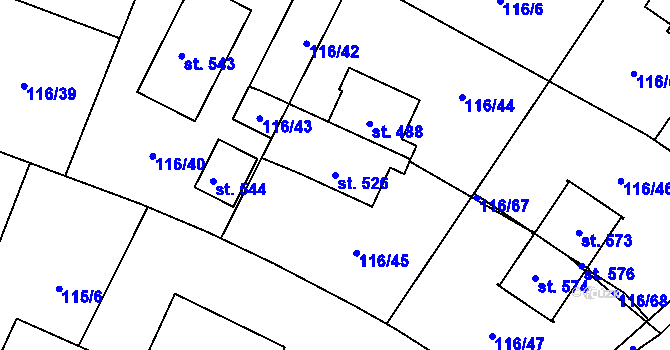 Parcela st. 526 v KÚ Dobřejovice, Katastrální mapa