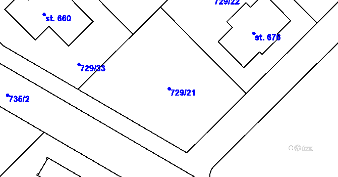 Parcela st. 729/21 v KÚ Dobřejovice, Katastrální mapa