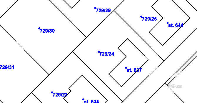 Parcela st. 729/24 v KÚ Dobřejovice, Katastrální mapa