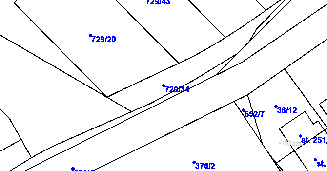 Parcela st. 729/34 v KÚ Dobřejovice, Katastrální mapa