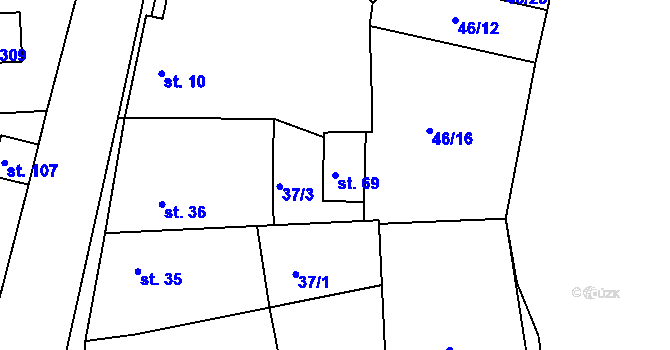 Parcela st. 69 v KÚ Herink, Katastrální mapa