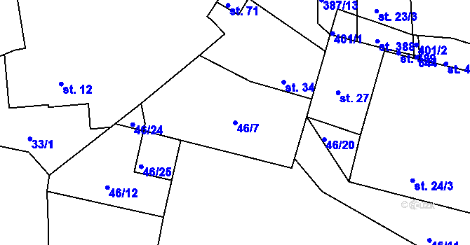 Parcela st. 46/7 v KÚ Herink, Katastrální mapa