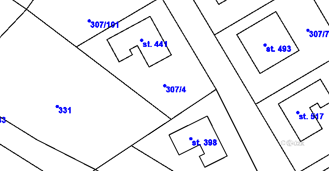 Parcela st. 307/4 v KÚ Herink, Katastrální mapa