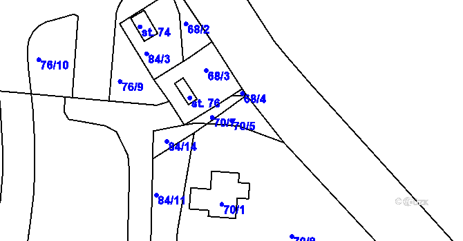 Parcela st. 70/5 v KÚ Herink, Katastrální mapa