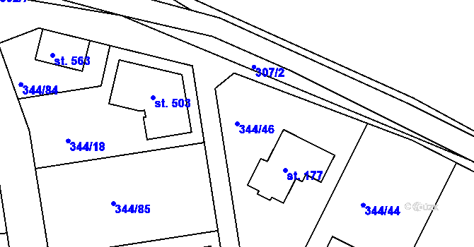 Parcela st. 344/46 v KÚ Herink, Katastrální mapa