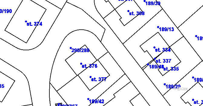 Parcela st. 189/15 v KÚ Herink, Katastrální mapa