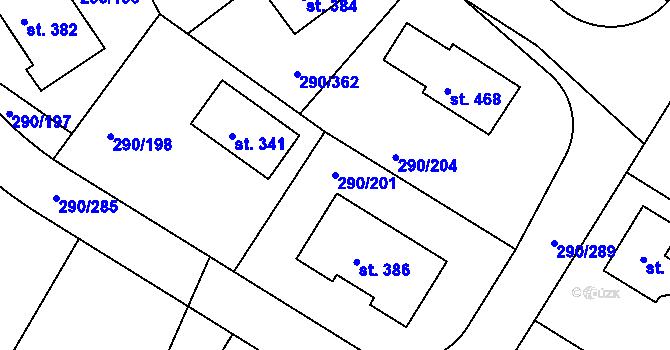 Parcela st. 290/201 v KÚ Herink, Katastrální mapa