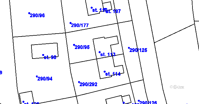 Parcela st. 113 v KÚ Herink, Katastrální mapa