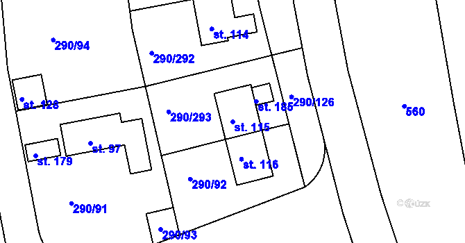 Parcela st. 115 v KÚ Herink, Katastrální mapa