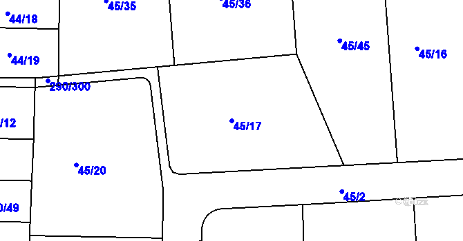 Parcela st. 45/17 v KÚ Herink, Katastrální mapa