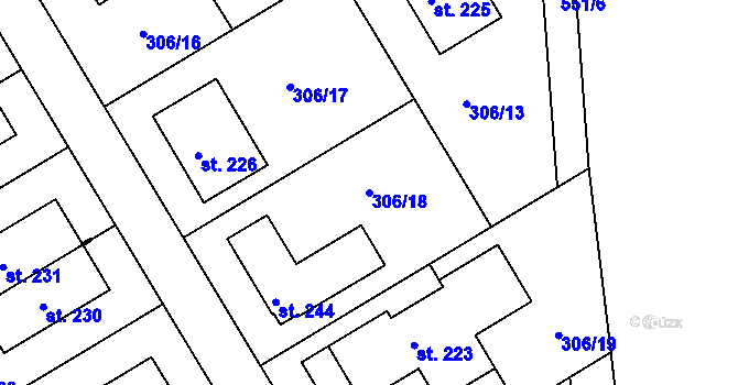 Parcela st. 306/18 v KÚ Herink, Katastrální mapa
