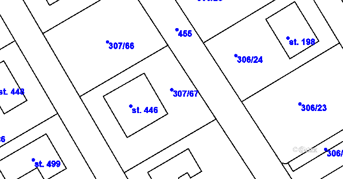 Parcela st. 307/67 v KÚ Herink, Katastrální mapa