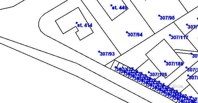 Parcela st. 307/93 v KÚ Herink, Katastrální mapa